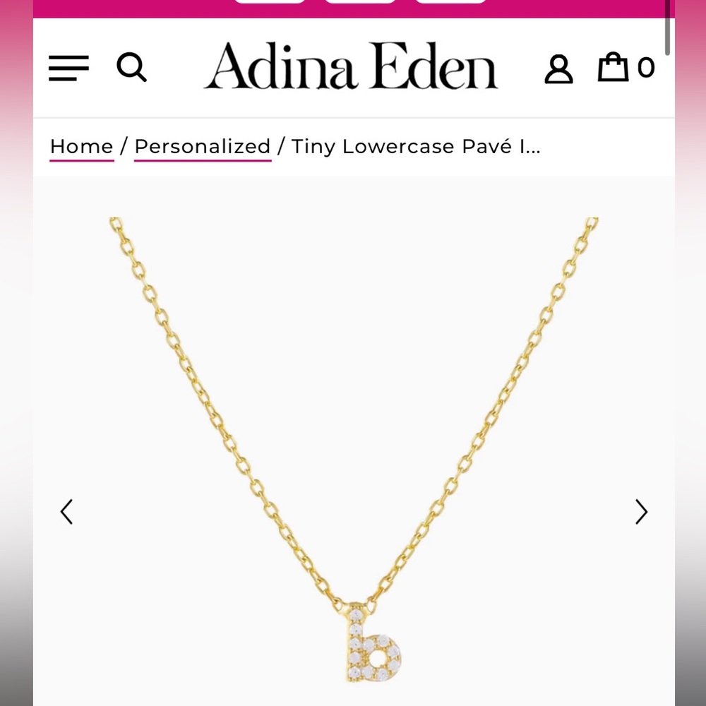 Adina Eden Jewels Tiny Lowercase Pave Initial Necklace b
